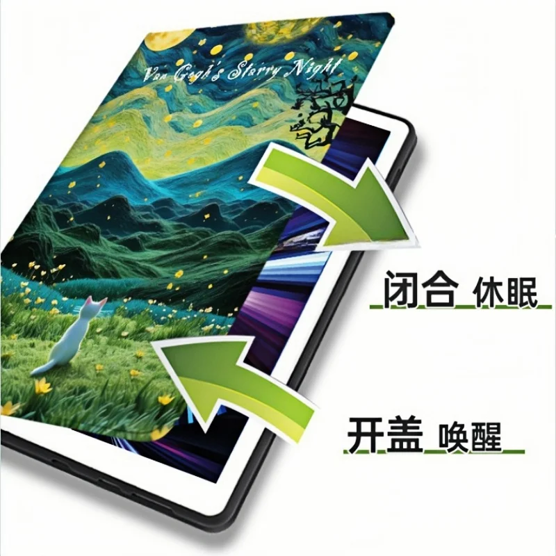 Artistic Cat PU Leather Stand Smart Tablet Case