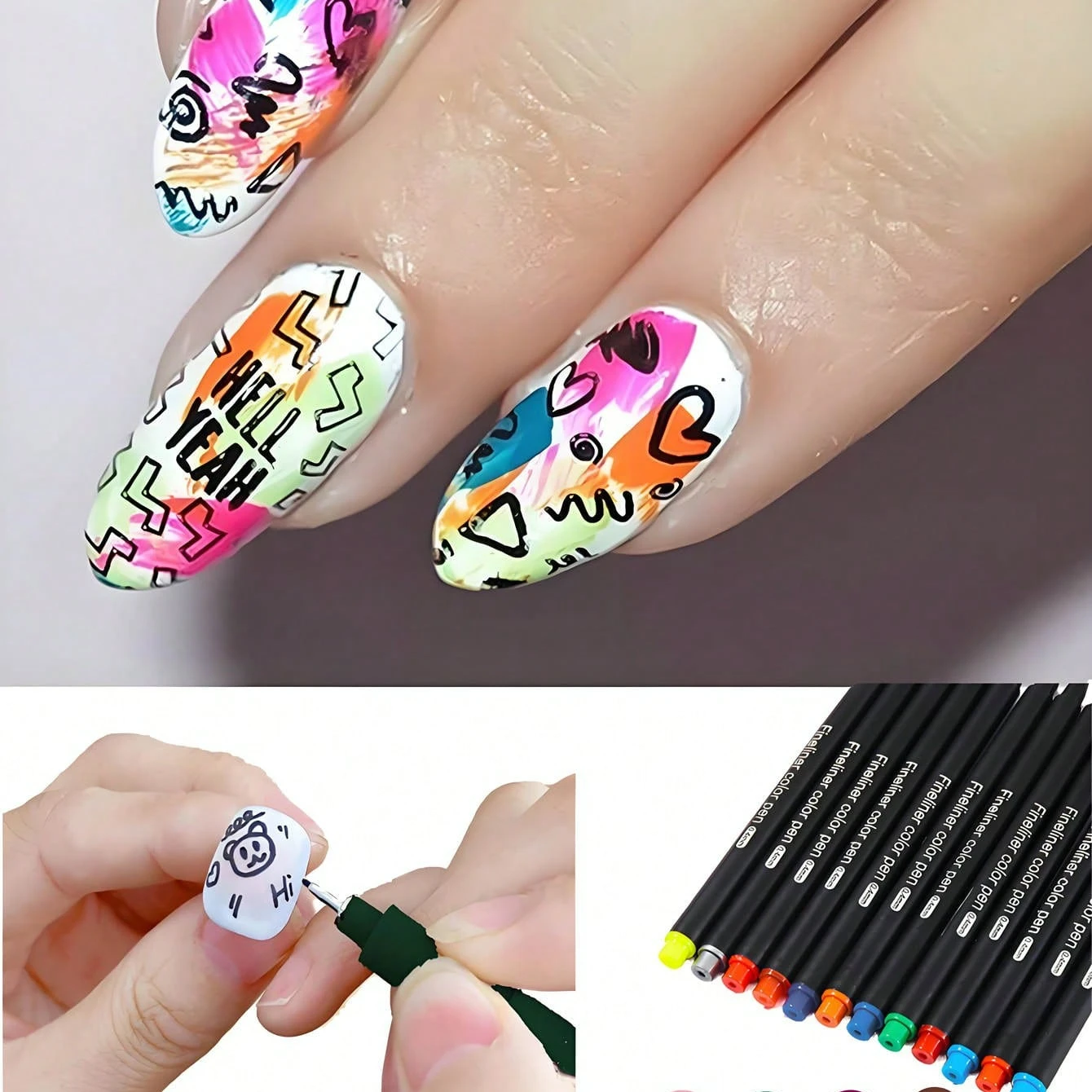 Nail Art Pen Brush Graffiti Painting Marker 12pcs