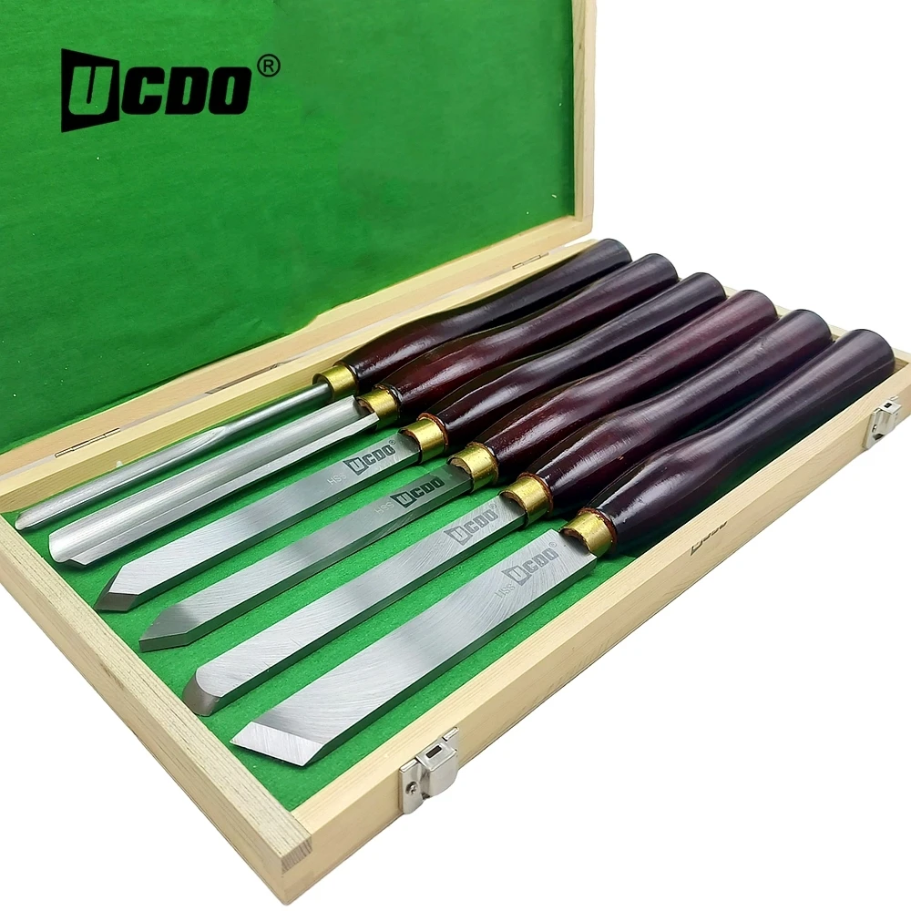 UCDO HSS 목재 선반 터닝 끌 6 개 세트, 420mm 볼 가우지 목재 터닝 도구 스크레이퍼, 선반용 스큐 분할 스핀들 러핑 