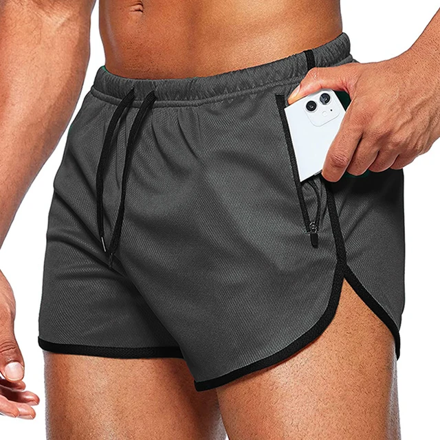 Running Shorts Gym Men Fitness Quick Dry Slim Fit Casual Beach Light Sports Shorts Male Basketball Training Jogger Short Pants Gray
