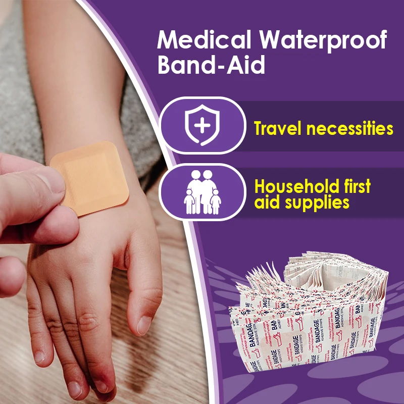 Waterproof BandAid Adhesive Bandage 50pcs First Aid Kit Supplies Sterility Wound Bandage Hemostatic Patch Band-Aid Plaster A1582