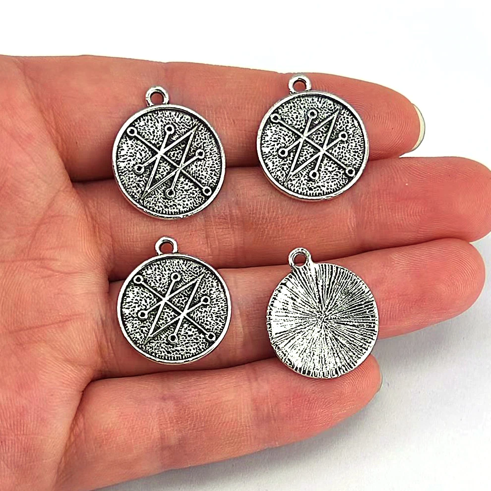 

50PCS NEW Seal of Lucifer Satanic Sigil Pendant Necklace Gold Gothic Dark Pagan Satan DIY Jewelry Accessories