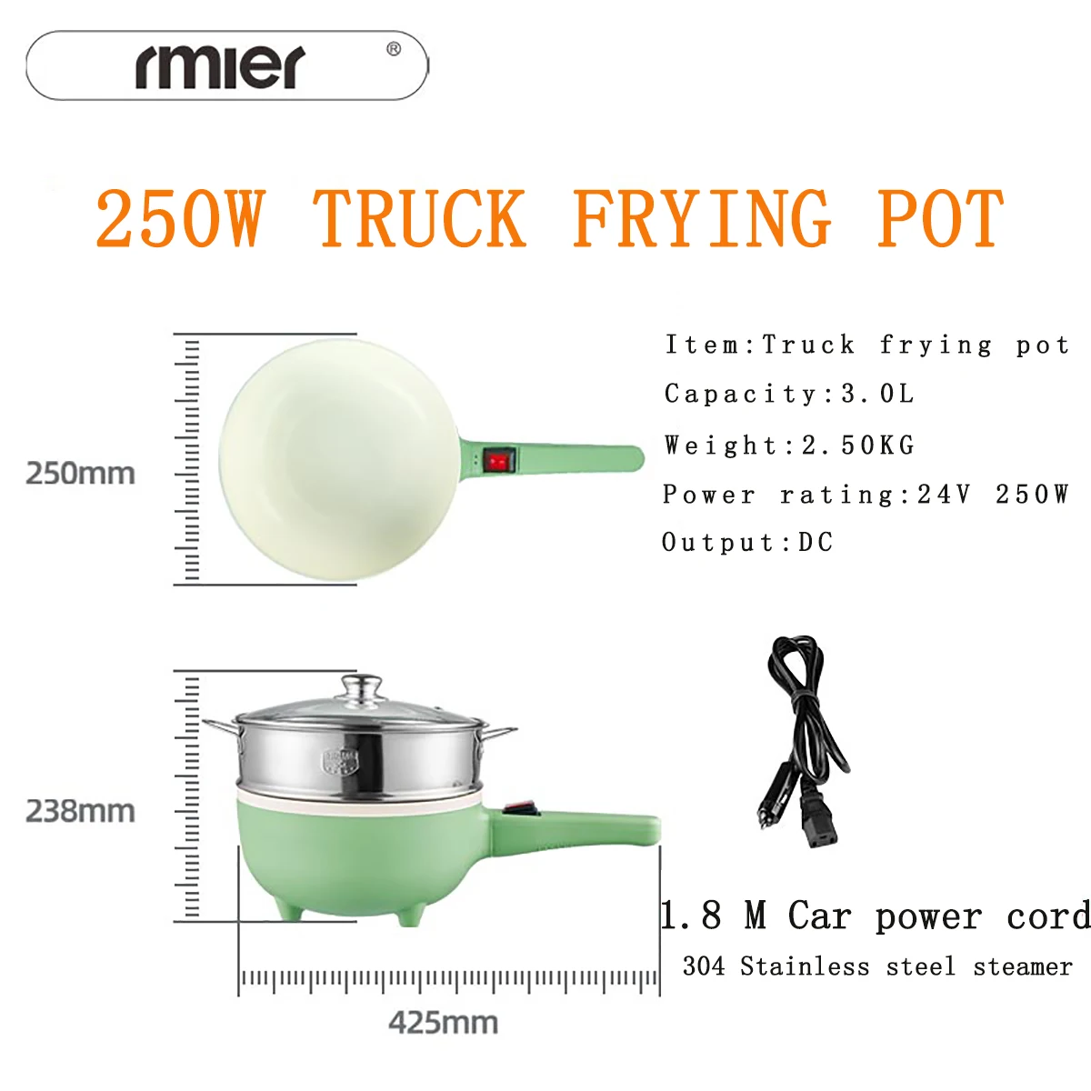 24V Multifunction Electric Frying Pan Steamer Home Appliance Portable for Truck RV Camper and Camping 6