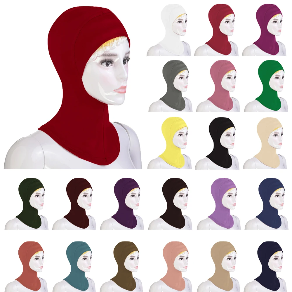 

Soft Muslim Underscarf Hat Inner Ninja Cap Bone Bonnet Neck Full Cover Hijab Women Islam Headscarf Wrap Turban Caps Middle East