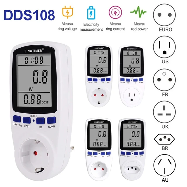 Wattmètre d'énergie Wattmètre Wattage Électricité Wattmètre Mesure de la  consommation d'énergie Analyseur de compteur