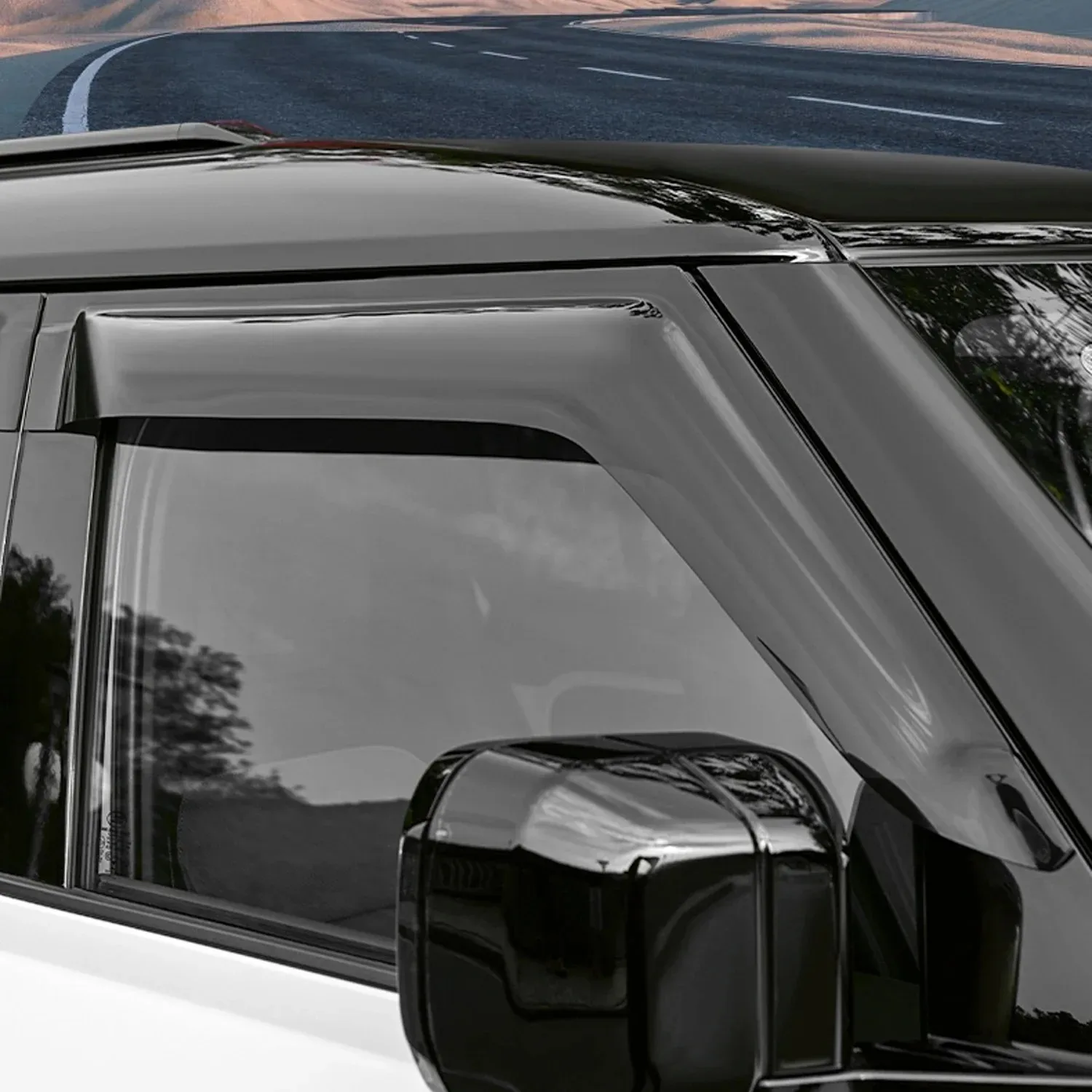 Black Exterior Window Visors Rain Sun Deflector For Land Rover Defender 90 110-Visor Guard Cover ABS Car Accessories