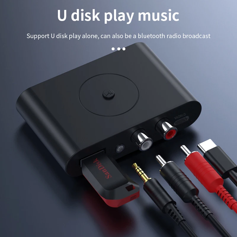 2 IN 1 Bluetooth 5.3 Transmitter Receiver 3.5mm AUX RCA USB U-Disk Stereo Music Wireless Audio Adapter For TV PC Car Kit Speaker