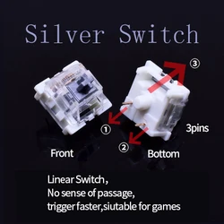 Outemu 3-Pin Dustproof Linear Tactile Silent Keyboard Switches - 110pcs (Linear Silver)