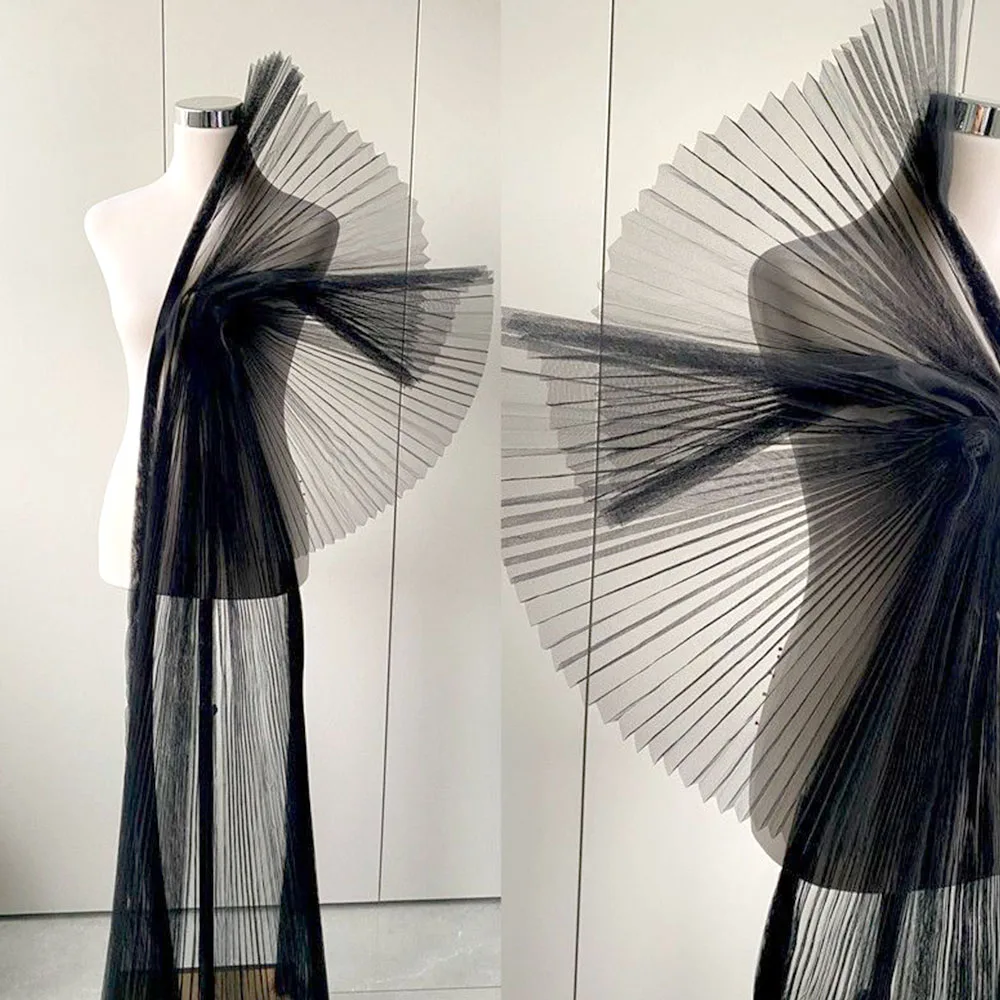 Stiff Pleated Organza Fabric Per Meter Designer Mesh Wide Styling Sewing Fashion Dress DIY Background Decoration Skirt Materials