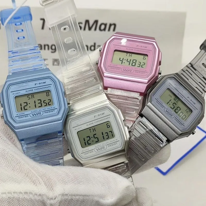 

Fashion Men Women Watches Gold Casual Transparent Digital Sport Watch Lover's Gift Clock Children Kid's Wristwatch Female Clock