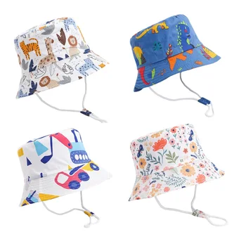 Summer Panama Baby Girls Hat Autumn Cartoon Boys Fisherman's Cap Beach Baby Sun Hat Outdoor UV Bucket Hat for Kids Toddler Visor 1
