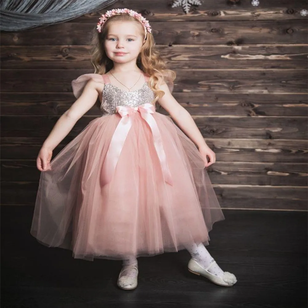 

Elegant Pink Tulle Sleeveless Flower Girl Dresses Fluffy Birthday Party Ball Gown Prince Pageant Holy Communion Dresses Banquet