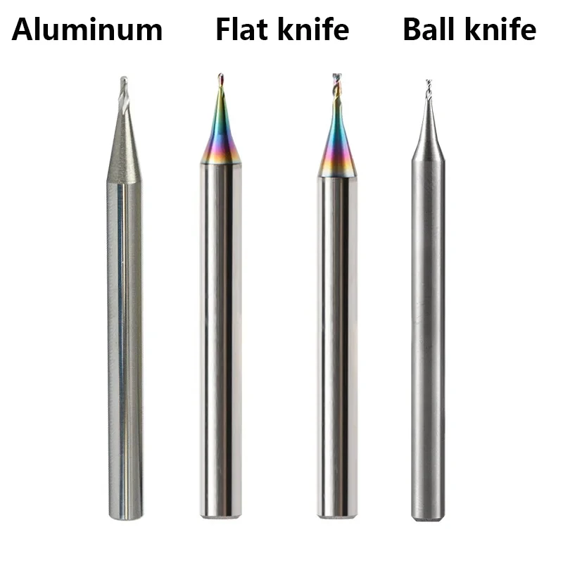 

HRC55 HRC60 вольфрамовый стальной Карбид микрофреза для алюминия CNC 2-канавка с красочным покрытием плоская/Шаровая Концевая фреза Инструменты