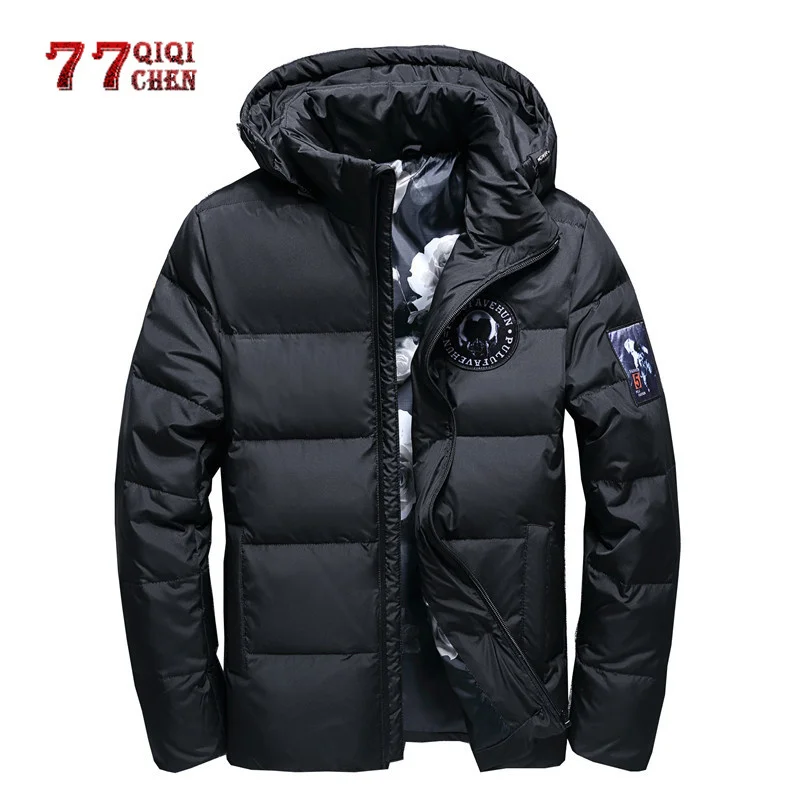 

Men's Winter Down Jacket Thermal White Duck Down Parkas Hooded Coats Thick Warm Outwear Puffy Windbreaker Jacket Doudoune Homme