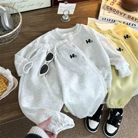 Costume à capuche pour enfants, tenue de sport pour garçons et filles, haut à manches longues, pantalon de survêtement, 2 pièces, mode automne, ensembles amples, vêtements décontractés, 2025 1
