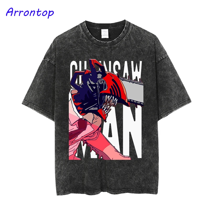 

Vintage Washed Tshirts Anime T Shirt Harajuku Oversize Tee Cotton fashion Streetwear unisex top T-Shirts