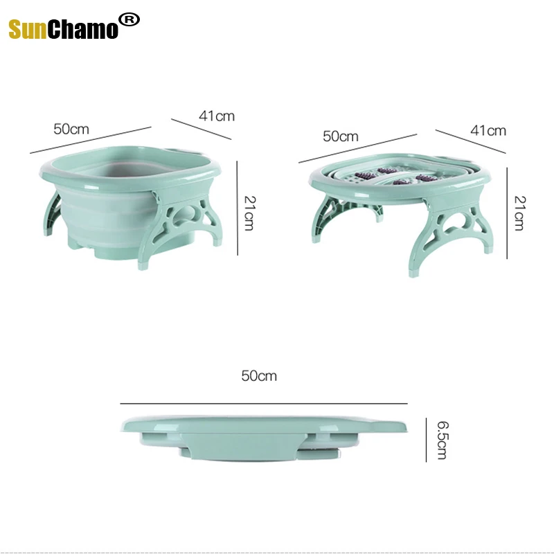Foldable Footbath Plain Foaming Massage Bucket Plastic Foot Bath Basin Large Heightening Fording Barrel Reduce Pressure Spa