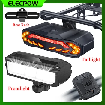 Elecpow Rechargeable Bike Front Light And Bicycle Alarm Taillight Remote Control Waterproof  Bike Rear Light with Turn Lights 1