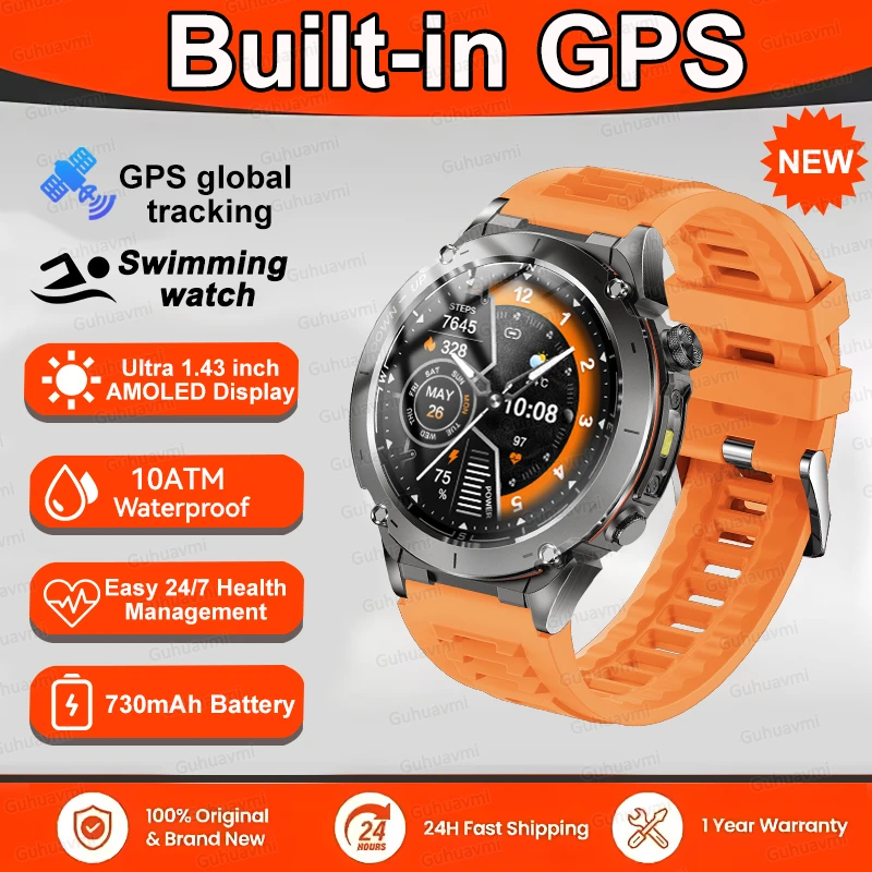 GPS Sports Smartwatch 10ATM Waterproof 1.43" AMOLED Health Monitor - Picture 29 of 43