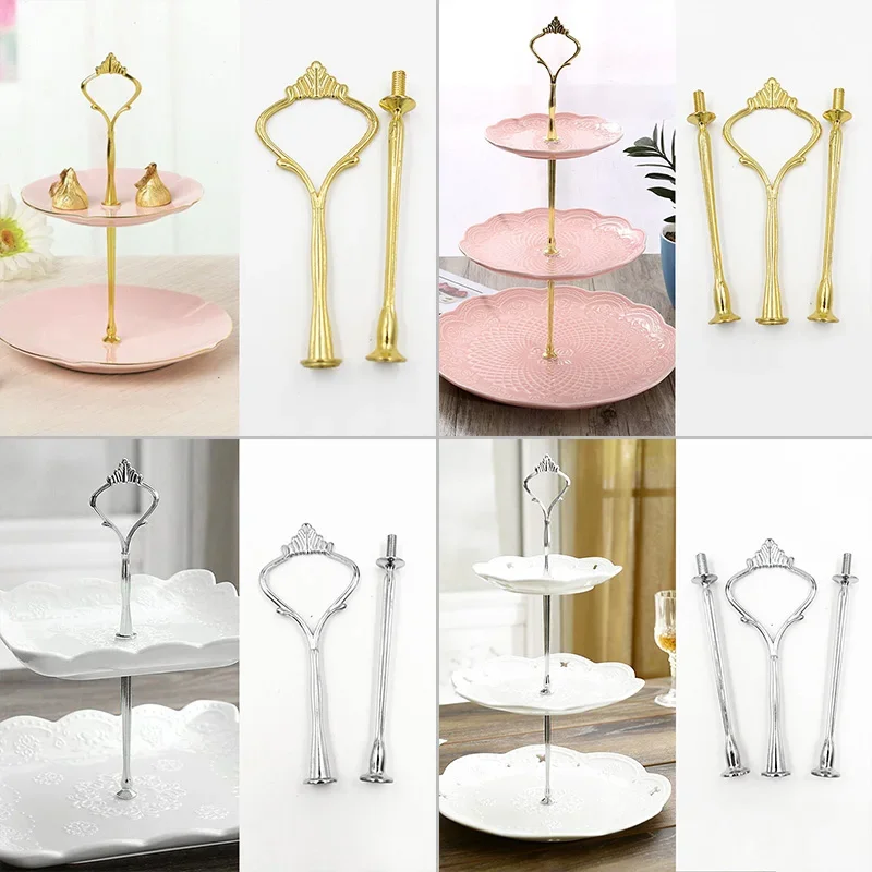 2/3 Tier Glass Stand Afternoon Tea Wedding Plates Party Tableware Golden/Silver Tier Cake Plate Stand Cupcake No Plate cake decorating tools,cake stand,cake baking tools,cake making tools