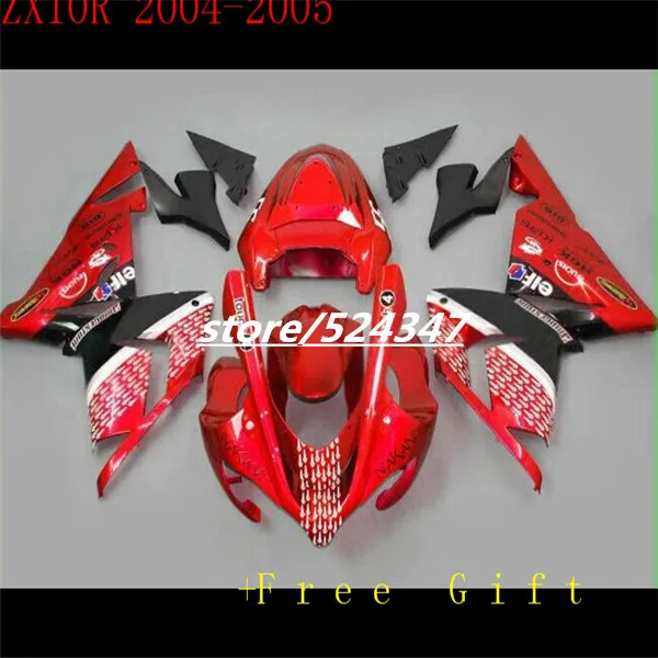 

100% NEW red black white Fairings FOR KAWASAKI NINJA ZX10R 04-05 ZX 10R 04 05 ZX-10R 10 R 2004 2005 fairing kits for Ninja-Nn