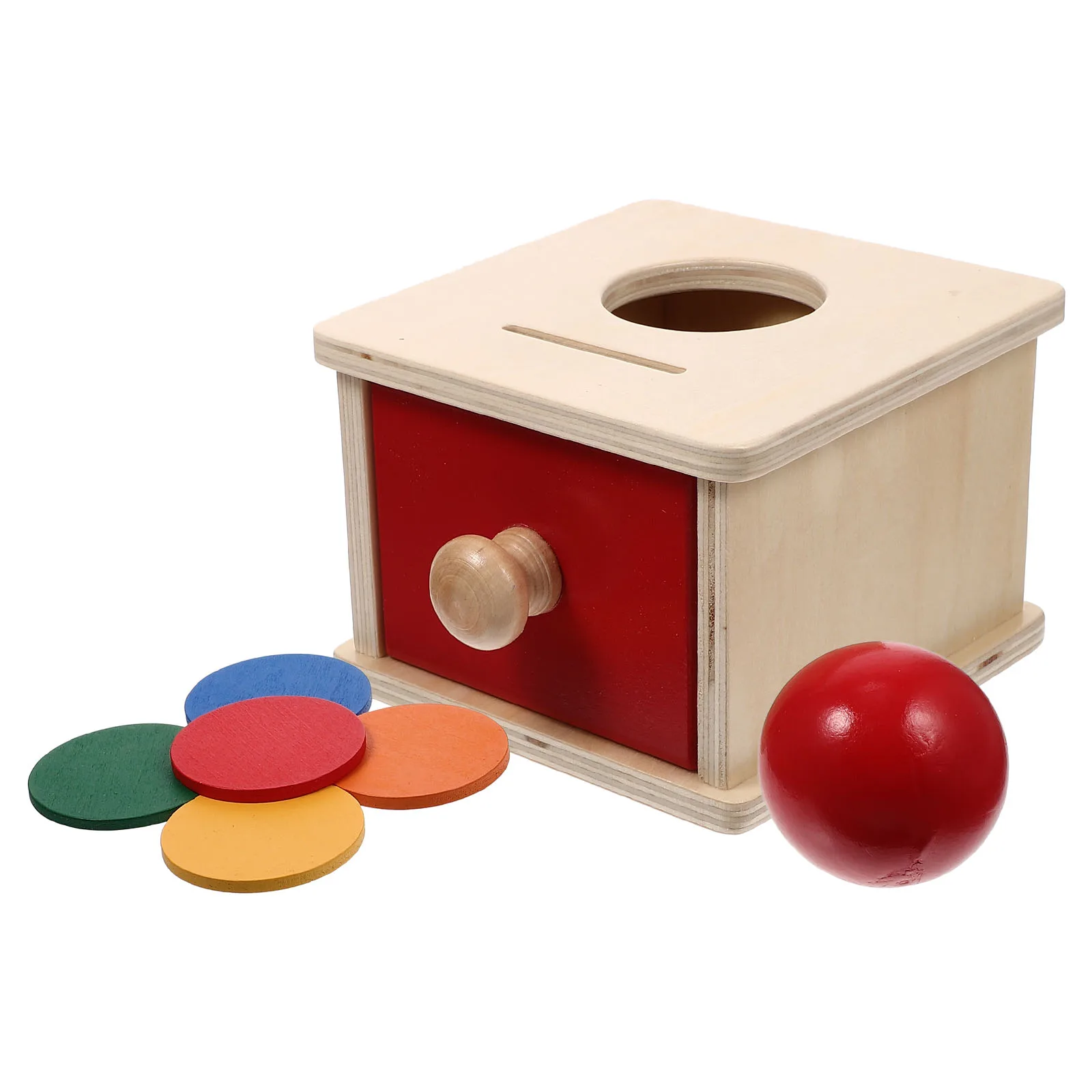 

Montessori Object Permanence Box Coin Ball Wooden Textile Drum Drawer Box Kids Sensory Toys Baby Learning Educational Toys