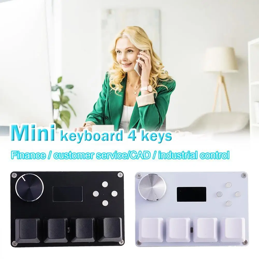 

4 Keys Programmable Keyboard Multifunctional USB Mechanical One Hand Macro With Keyboard Knob Keyboard Mechanical H6Y6