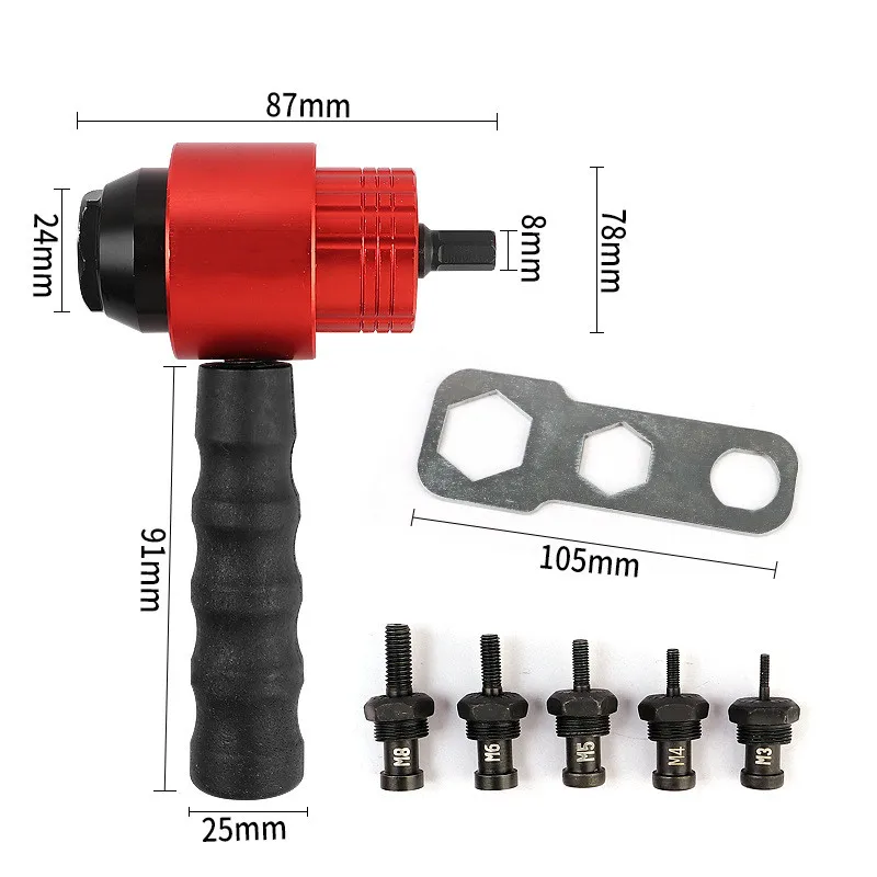 Rivet Nut Gun Riveting M3~M8 Cordless Rivet Drill Electric Adapter Insert Nut Tool, Can Be Used In Manual And Electric Mode 4