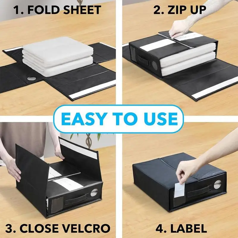 Bed Sheet Storage Foldable Linen Organization Dust-Proof Box With Window Space-Saving Bedding Folder Under Bed Solution For 4
