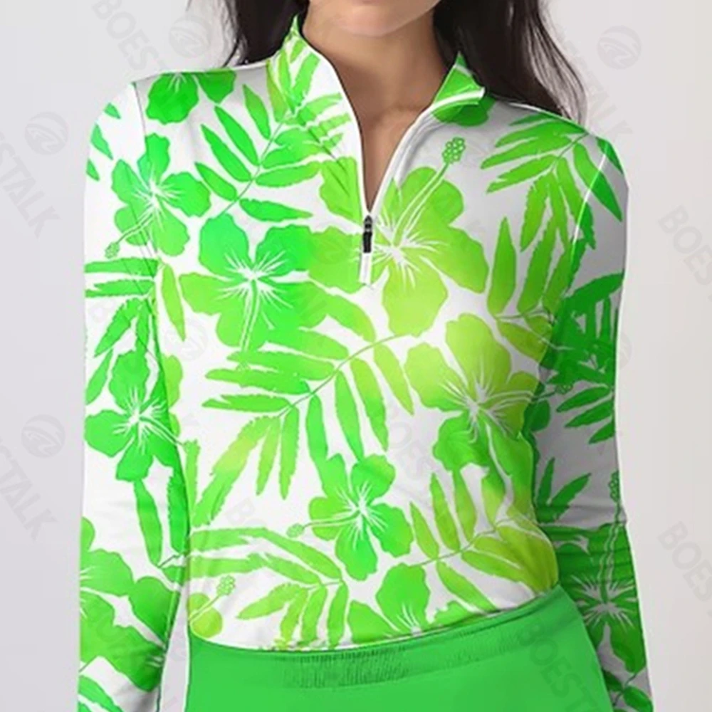 Ladies long-sleeved jerseys, golf Polo shirts and sportswear, tight-fitting, autumn and winter, novelty 2024