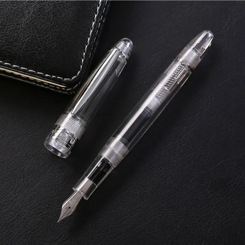 1 Pz Plastica 312 Penna Stilografica Trasparente Bianco Spin Ef/F Pennino Forniture Scolastiche Per Ufficio Penne A Inchiostro