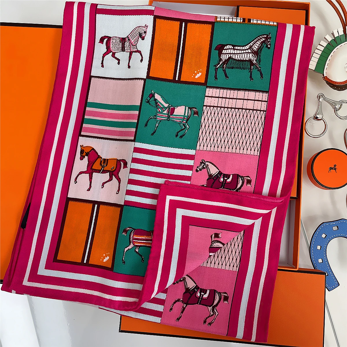 3color Horse scarf Cashmere ストール カシシル 3color Horse scarf Cashmere ストール カシシル 小物