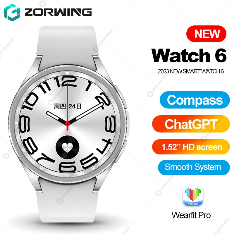 

2023 Men Women Smart Watch 6 ChatGPT NFC Compass Smartwatch Heart Rate Bluetooth Call Sport Watch for Samsung Galaxy Android IOS