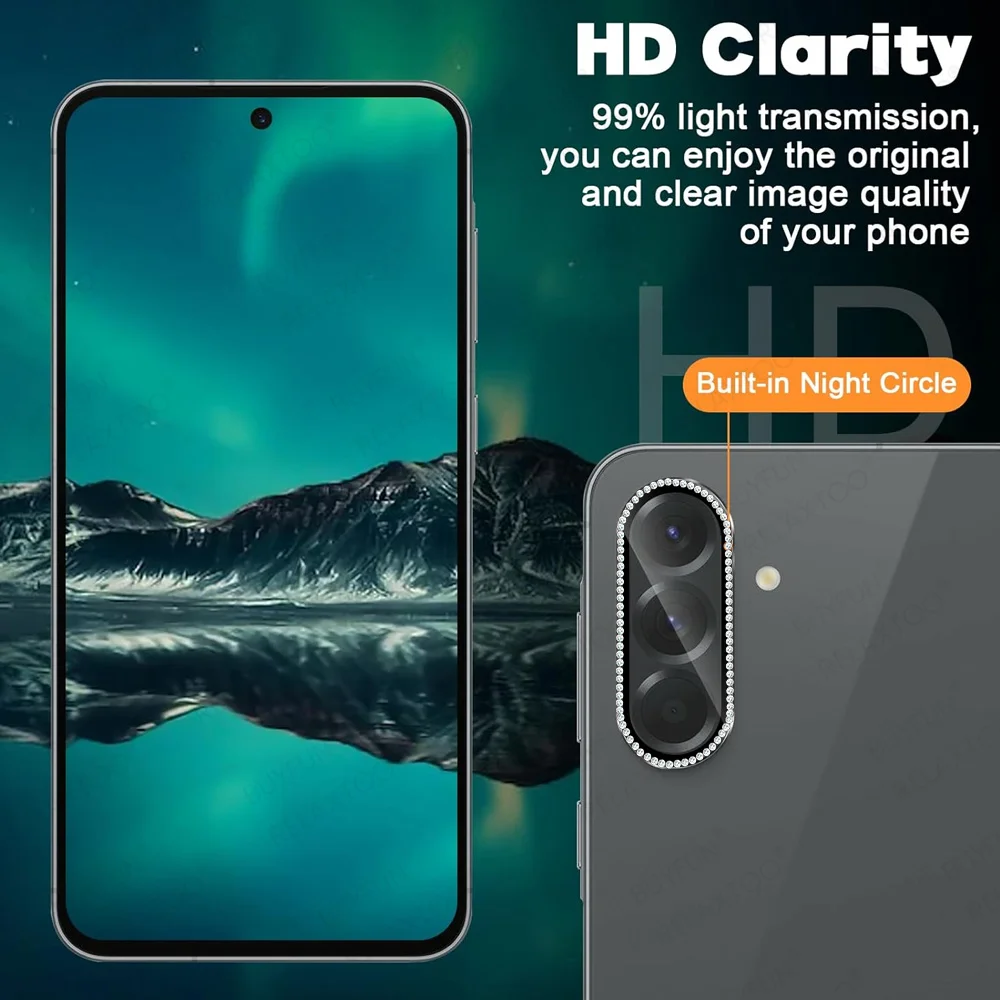 Diamond Camera Screen Protector with 9H Tempered Glass and Metal Lens Cap