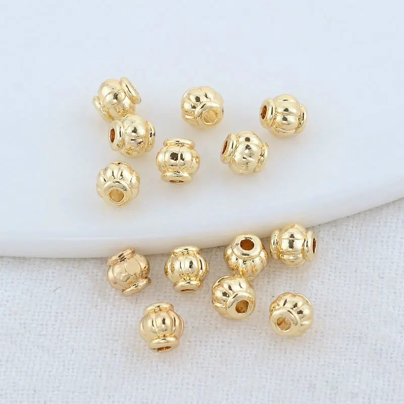 Spacer Beads 4mm 14k Gold Beads 20PCS 4MM 5MM 14K Gold Color