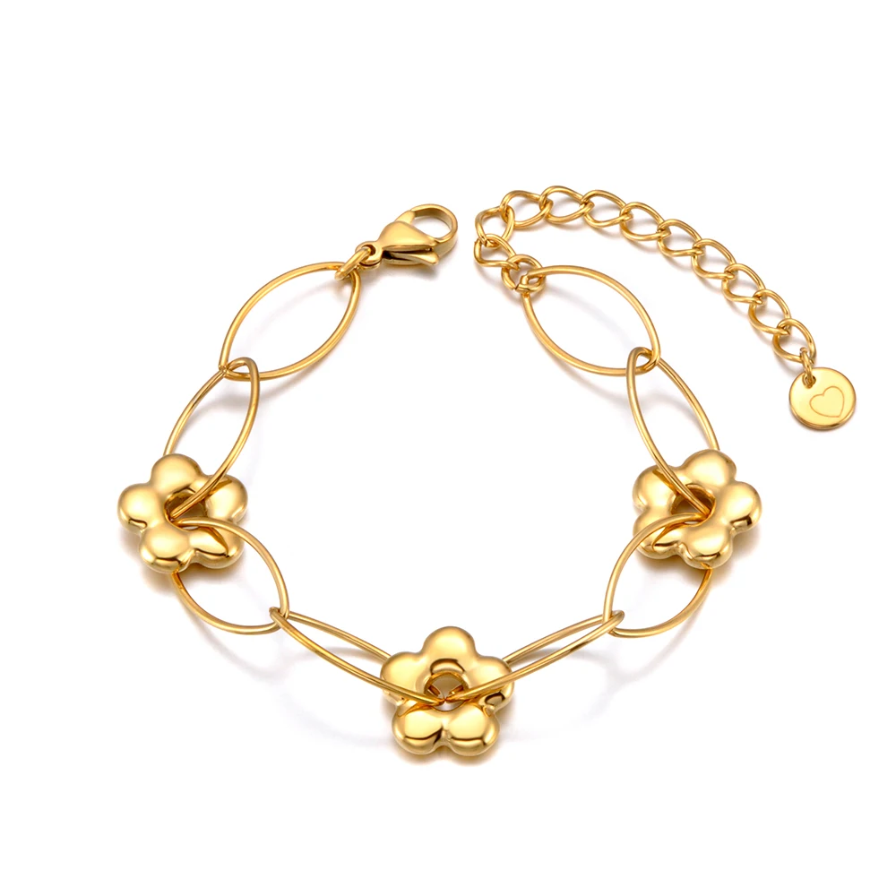 Lokaer الفولاذ المقاوم للصدأ زهرة سحر قلادة سوار ل...