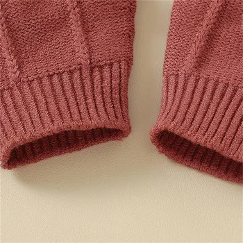 Autumn And Winter Infants Toddlers Solid Color Jumpsuit Baby Clothing Climbing Suit With Hat Knitted Suit Clothes For 0-18Months 4