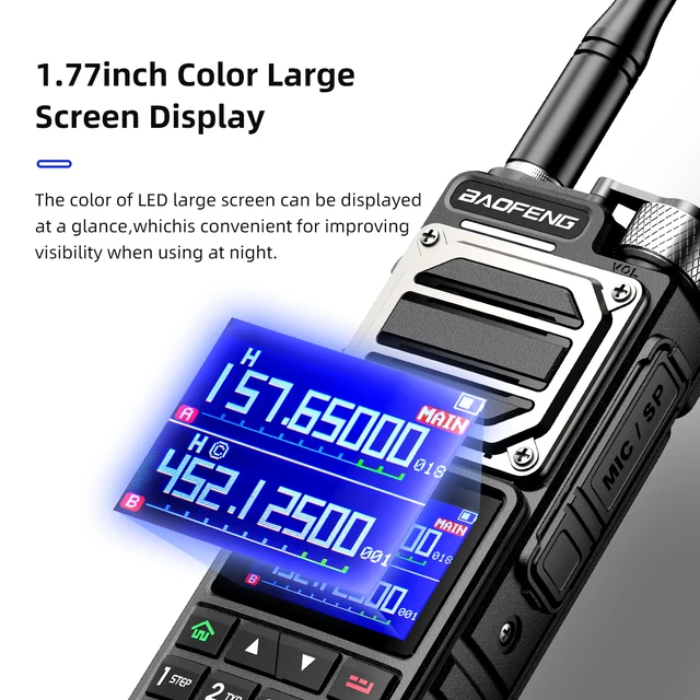 Walkie Talkie BAOFENG UV-25 Pro GPS – 10W De Potencia, Batería 5200mAh, Carga USB-C, Pantalla TFT 2” – Larga Distancia, Doble Banda