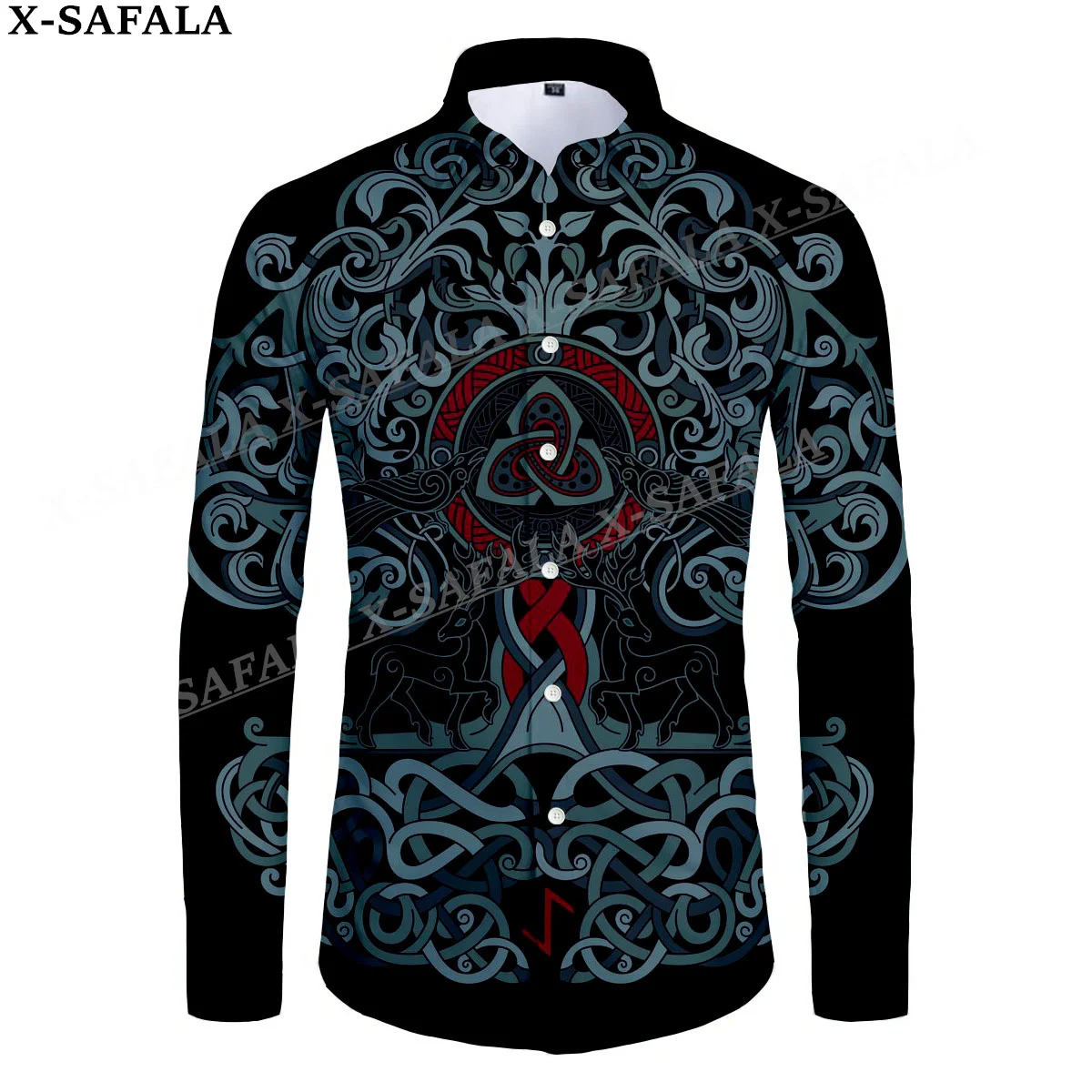 

Wolf Raven Tattoo Symbol Hot Odin 3D Print Men's Luxury Shirt Turn-down Collar Buttoned Up Long Sleeve Tops Hip Hop Tee-7