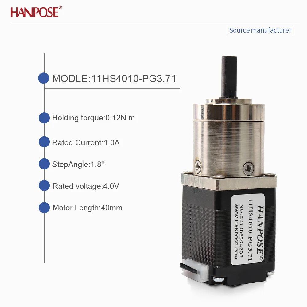 NEMA17 11HS4010-PG3.71 1.0A 4.0V 고토크 고속 플래니터리 기어 감속 스테퍼 모터, 공장 직판