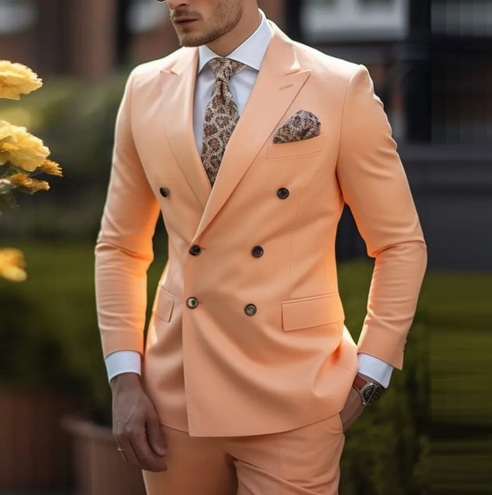 Formal Business Men Suit Army Green Tuxedos Groom Groomsman Wedding Party Prom 2 Piece Set Blazer Pants