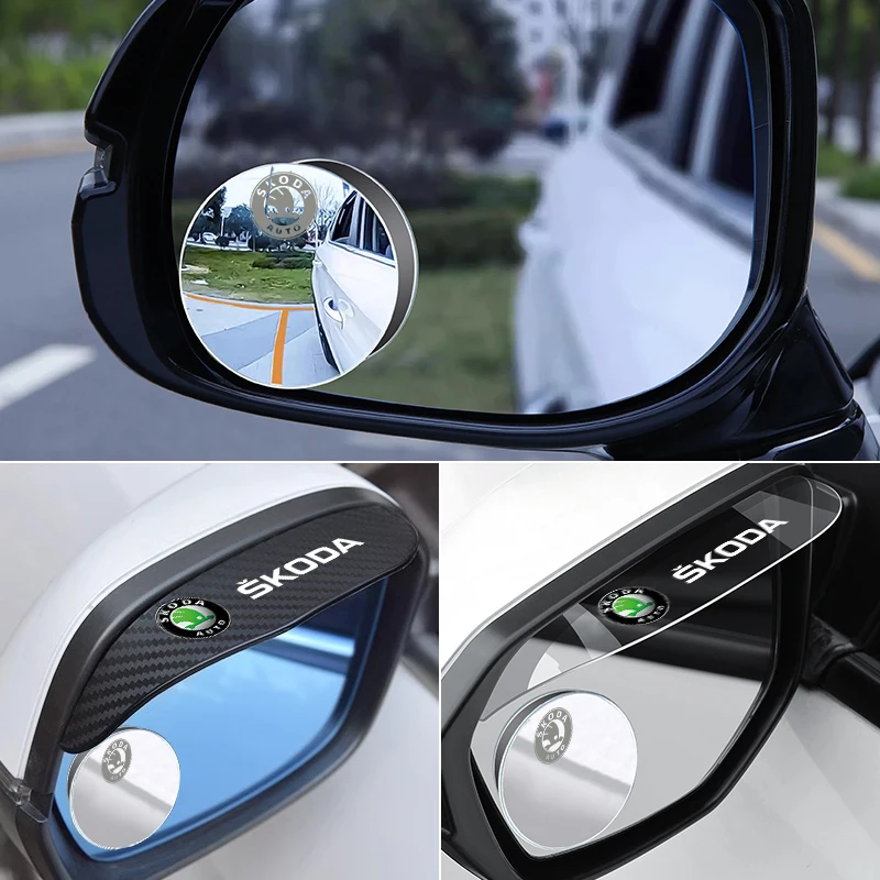 Suitable for skoda octavia a5 a4 mk1 fabia superb car rearview mirror rain eyebrow small round mirror reverse rain shield