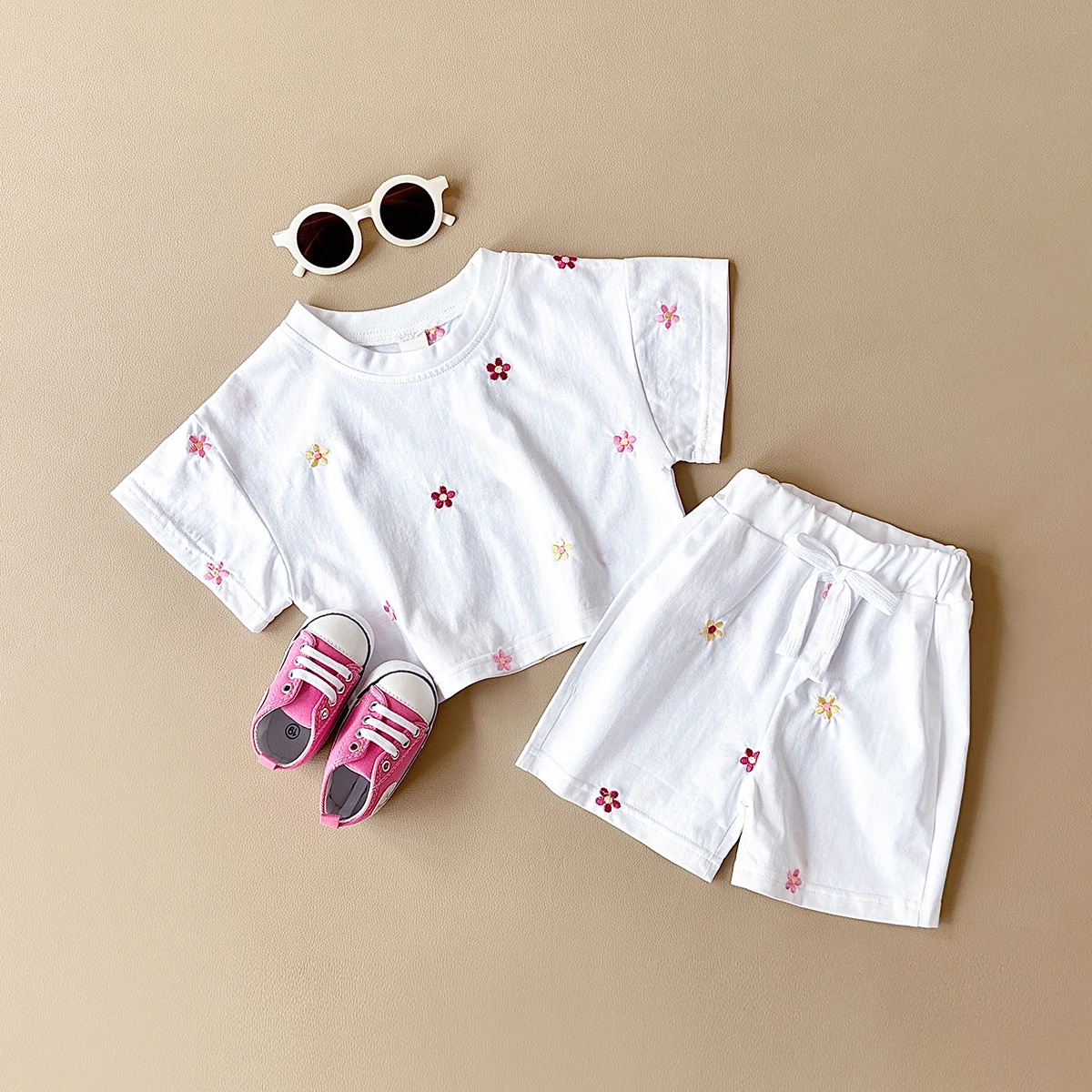 Infant 2PCS Summer Baby Girls Clothing Casual Newborn Set Cotton Small Flower Printed Short Sleeved T-shirt + Shorts 0-3Y kids clothes set two piece set baby girl clothing set shorts suit
