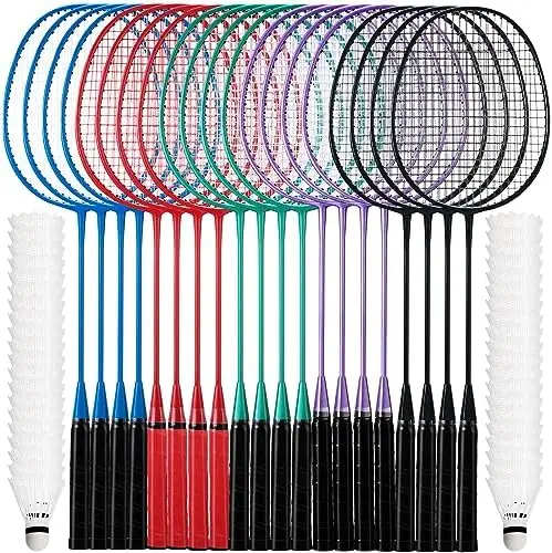 

20 Pcs Badminton Rackets Set with 40 Nylon Badminton Portable Badminton Racquet Bulk Lightweight Shuttle Badminton for Adult Te