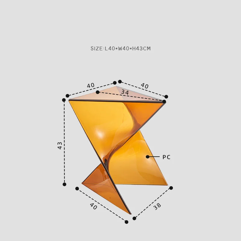 Tavolo moderno in acrilico trasparente Tavolo dal design geometrico creativo Tavolo da soggiorno Tavolino da divano Comodino minimalista - immagine 6