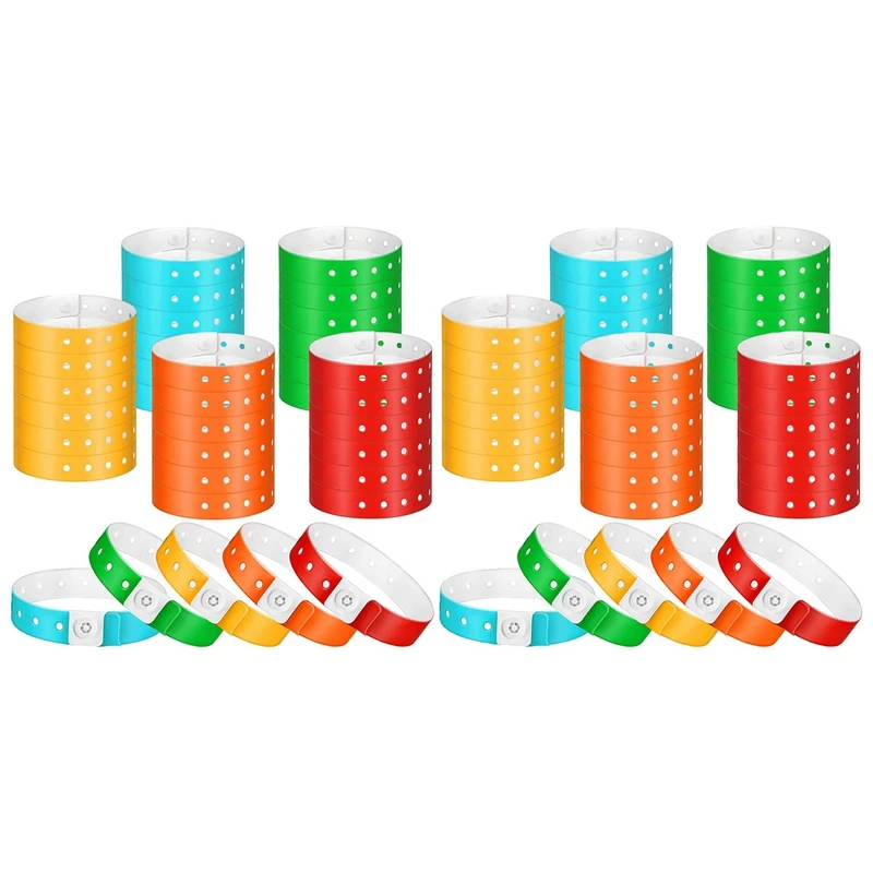 

200 Pcs Plastic Wristbands Colorful Party Wristbands Event Wristbands Concert Carnival Themed Party 5 Colors