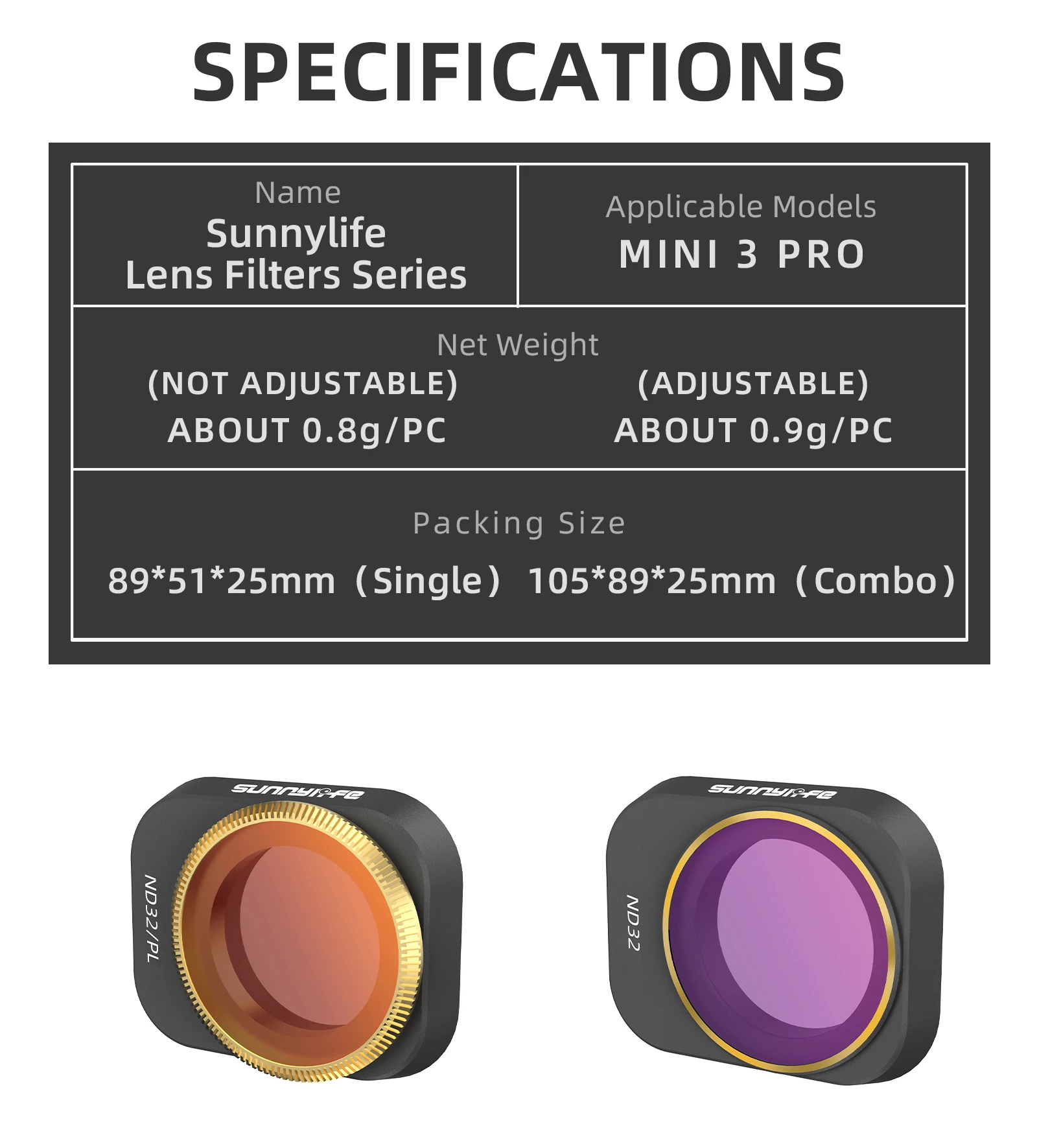 Description Picture 3 of itemSunnylife Lens for DJI Mini 3 Pro Filters ND CPL 4/8/16/32 /64 Drone Gimbal Film Glass for DJI Mini 3 Filter Camera Accessories