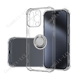 Universal TPU Soft Cover with Back Ring Holder Bracket - Enhanced Grip Phone Case - iPhone 14 (Ring Case Clear)