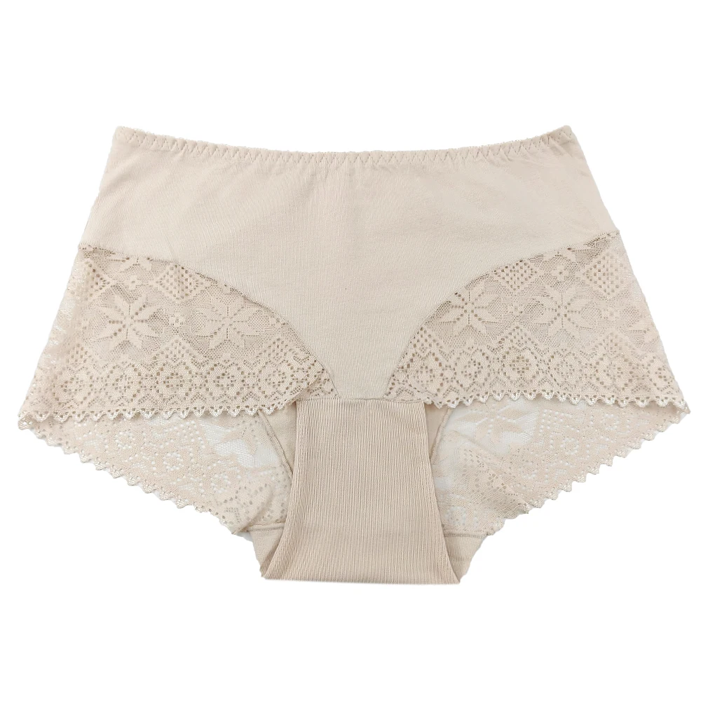 5pcs Big Size Sexy Lace Boyshort Transparent Breathable High-Rise Panties Elasticity Women Floral Underwear Briefs