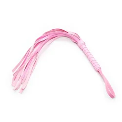 Elegant Black Faux Leather Riding Crop - Party and Flogging Whip (Pink)